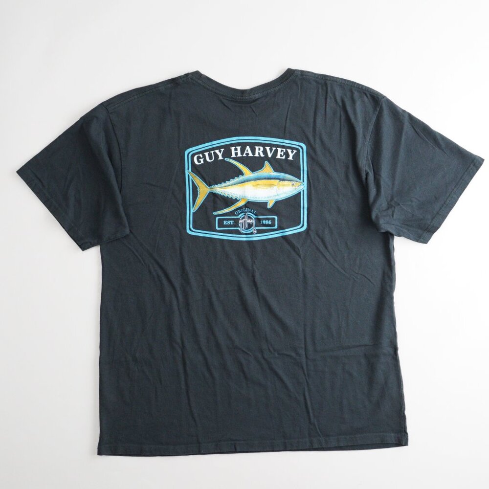 Guy Harvey Short Sleeve Fish Graphic T-Shirt Crewneck Boating Black Mens Size XL